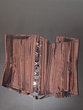 Brown Satin Steel-Boned Waist Cincher Corset